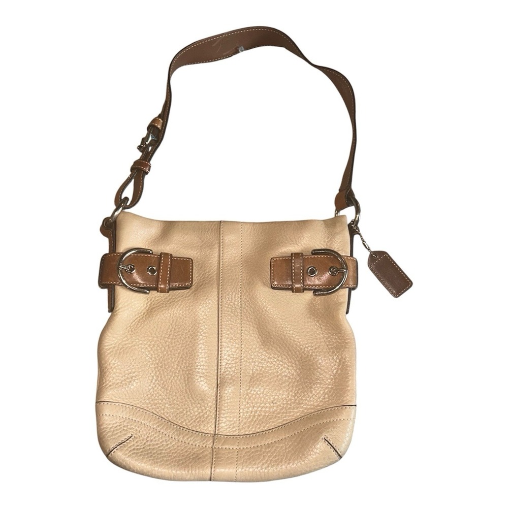 Vintage Coach Soho Hobo Bag 3769 Pebbled Leather Beige Brown Y2K Shoulder Purse